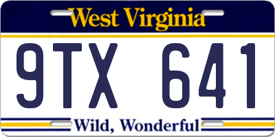 WV license plate 9TX641