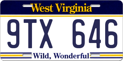 WV license plate 9TX646