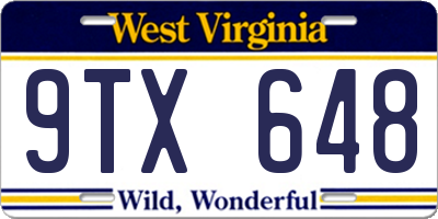 WV license plate 9TX648