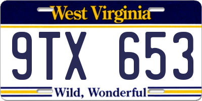 WV license plate 9TX653