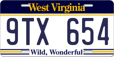WV license plate 9TX654