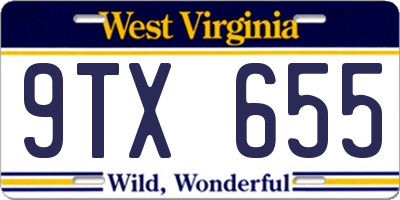 WV license plate 9TX655
