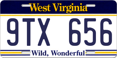 WV license plate 9TX656