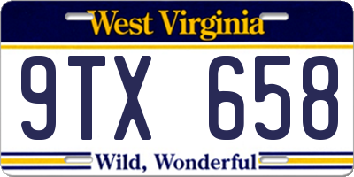 WV license plate 9TX658
