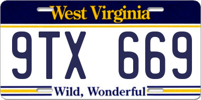 WV license plate 9TX669