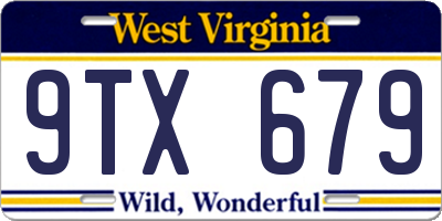 WV license plate 9TX679