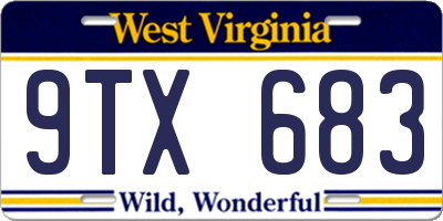 WV license plate 9TX683