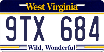 WV license plate 9TX684