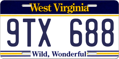 WV license plate 9TX688