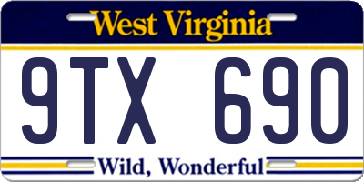 WV license plate 9TX690