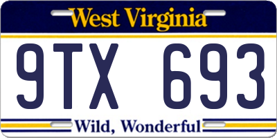 WV license plate 9TX693