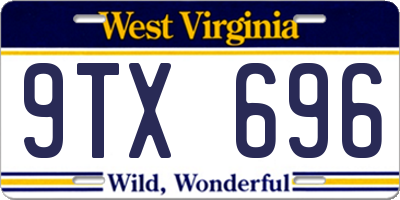WV license plate 9TX696