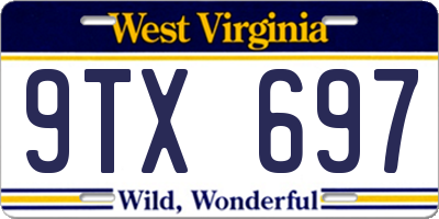 WV license plate 9TX697