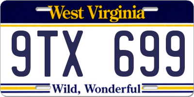 WV license plate 9TX699