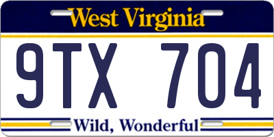 WV license plate 9TX704