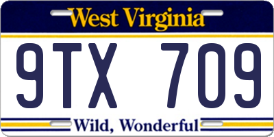 WV license plate 9TX709