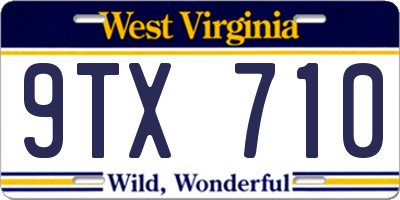 WV license plate 9TX710
