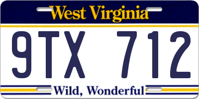 WV license plate 9TX712