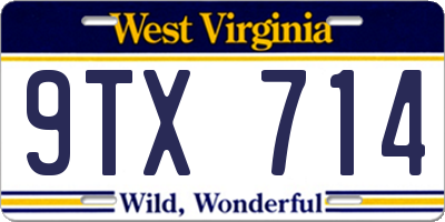 WV license plate 9TX714