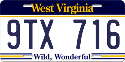 WV license plate 9TX716
