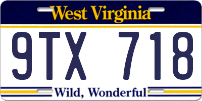 WV license plate 9TX718