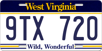 WV license plate 9TX720
