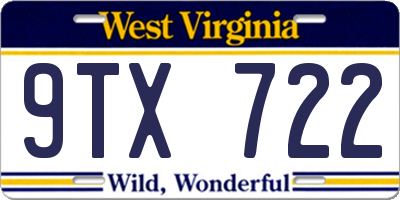 WV license plate 9TX722