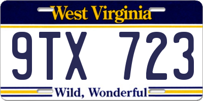 WV license plate 9TX723