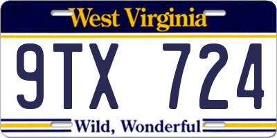 WV license plate 9TX724