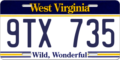 WV license plate 9TX735