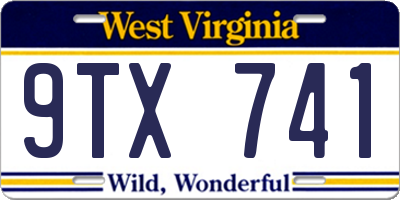 WV license plate 9TX741
