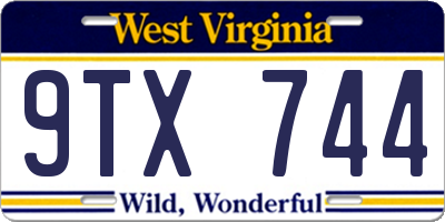 WV license plate 9TX744