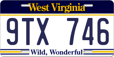 WV license plate 9TX746