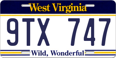 WV license plate 9TX747