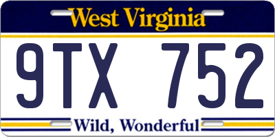 WV license plate 9TX752
