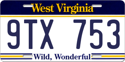 WV license plate 9TX753
