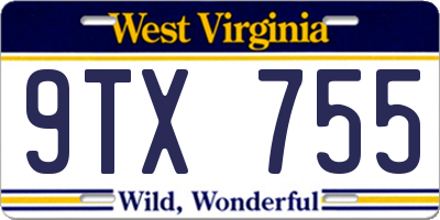 WV license plate 9TX755