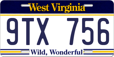 WV license plate 9TX756