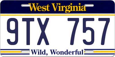 WV license plate 9TX757