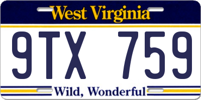 WV license plate 9TX759