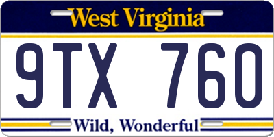 WV license plate 9TX760