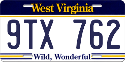 WV license plate 9TX762