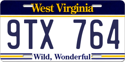 WV license plate 9TX764