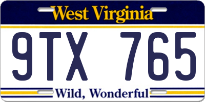 WV license plate 9TX765