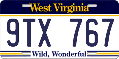 WV license plate 9TX767