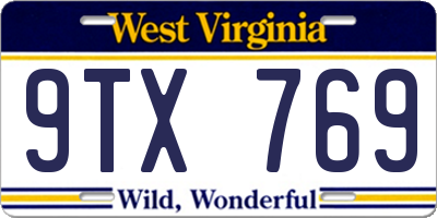 WV license plate 9TX769