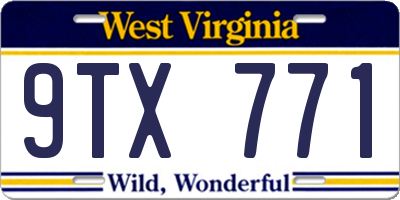 WV license plate 9TX771