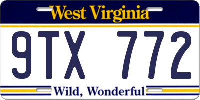 WV license plate 9TX772