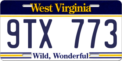 WV license plate 9TX773