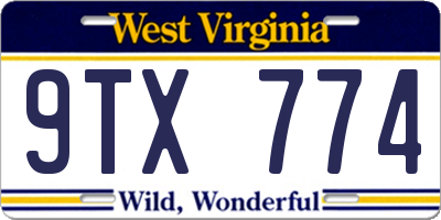 WV license plate 9TX774
